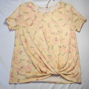 Women’s Pineapple Print Twist Front Tee | Made in USA | Size M